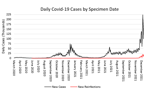  Figure 2:Daily Covid-19 Cases by Specimen Date, March 2020 to December 2021. (UKHSA, 2022a) 